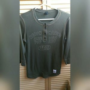 Uniqlo Olive 3/4 Sleeve Henley